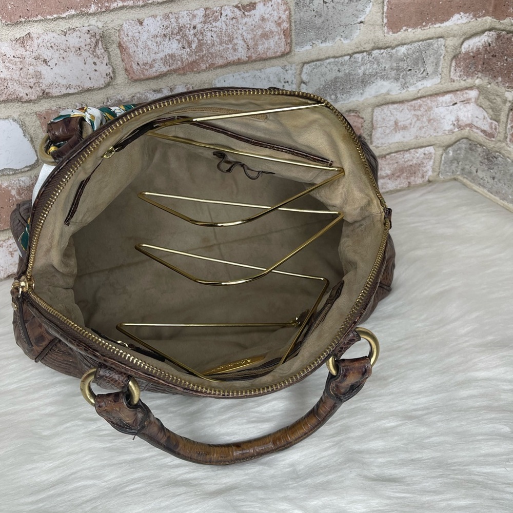 Brahmin Chocolate Brown Crocodile-Embossed Handbag - Picture 12 of 13